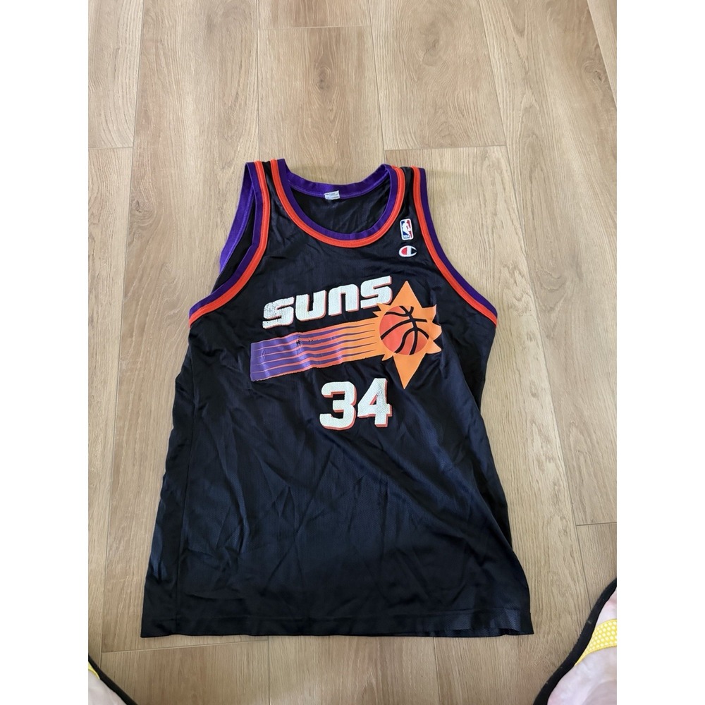 *VINTAGE* 90s Champion Phoenix Suns Charles Barkley #34 NBA Jersey Black No Size